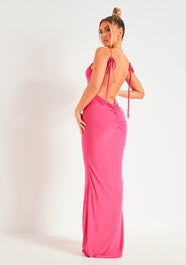 Daphne Pink Ruched Bum Backless Maxi Dress | Women's Dresses ...