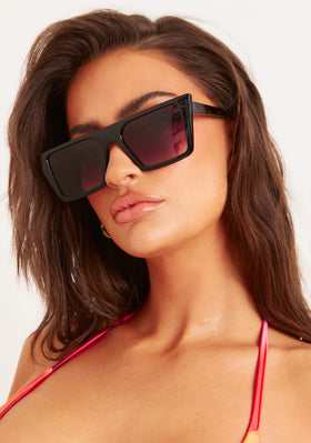 Kat Black Oversized Square Frame Sunglasses