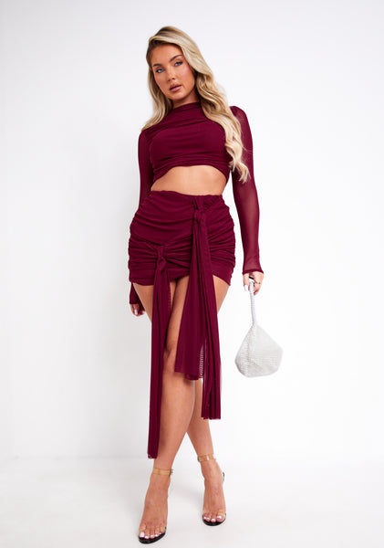 Burgundy mesh clearance skirt