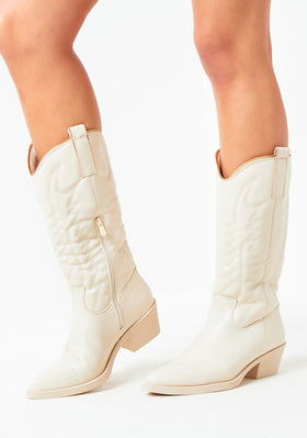 Bethanie Beige Cowboy Boots