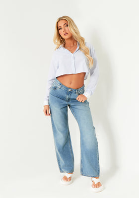 Sienna Blue Crop Stripe Shirt