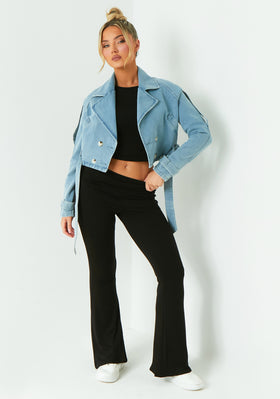 Harlee Blue Denim Oversized Biker Jacket