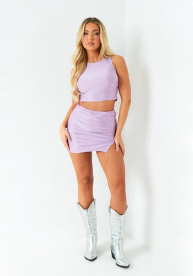 Amber Lilac Hot Fix Disco Mini Skirt