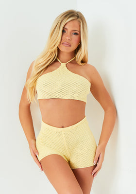 Ava Yellow Knitted Halter Neck Top