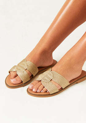 Alessia Bronze Metallic Slip On Sandals