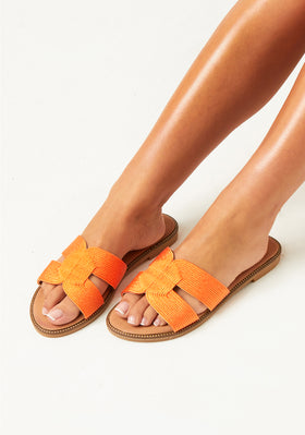 Millie Orange Metallic Slip On Sandals