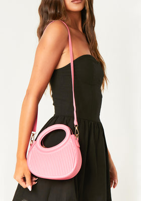 Ada Pink Oval Top Handle Crossbody Bag