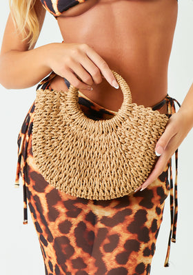 Violet Camel Crossbody Straw Bag