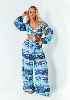 Nancy Blue Tie Dye Wide Leg Trouser