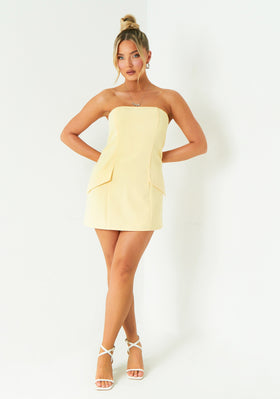 Jasmine Lemon Tailored Bandeau Mini Dress