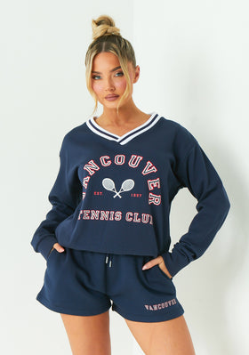 Lyla Navy Vancouver V Neck Sweatshirt