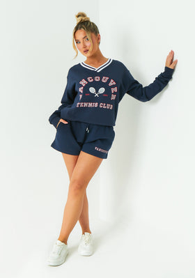 Nadia Navy Sweater Shorts