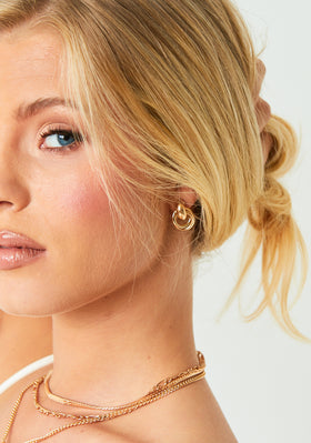 Penny Gold Knot Hoop Earrings