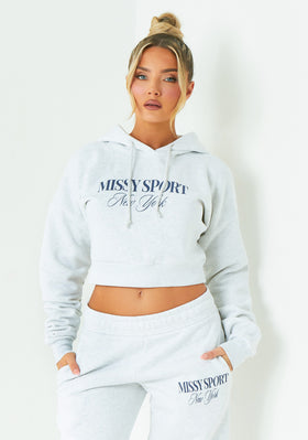 Poppy Grey Missy Sport Slogan Hoodie