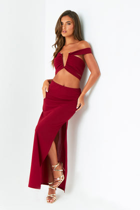 Naya Wine Pencil Maxi Skirt