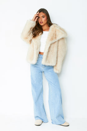 Freya Cream Oversized Faux Fur Coat