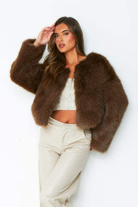 Harriet Brown Cropped Faux Fur Coat