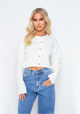 Abbey Cream Long Sleeve Knitted Cardigan