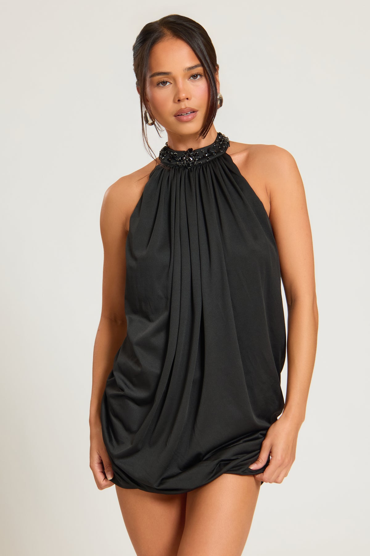 Halterneck Slinky Dress With Gem Embellishment