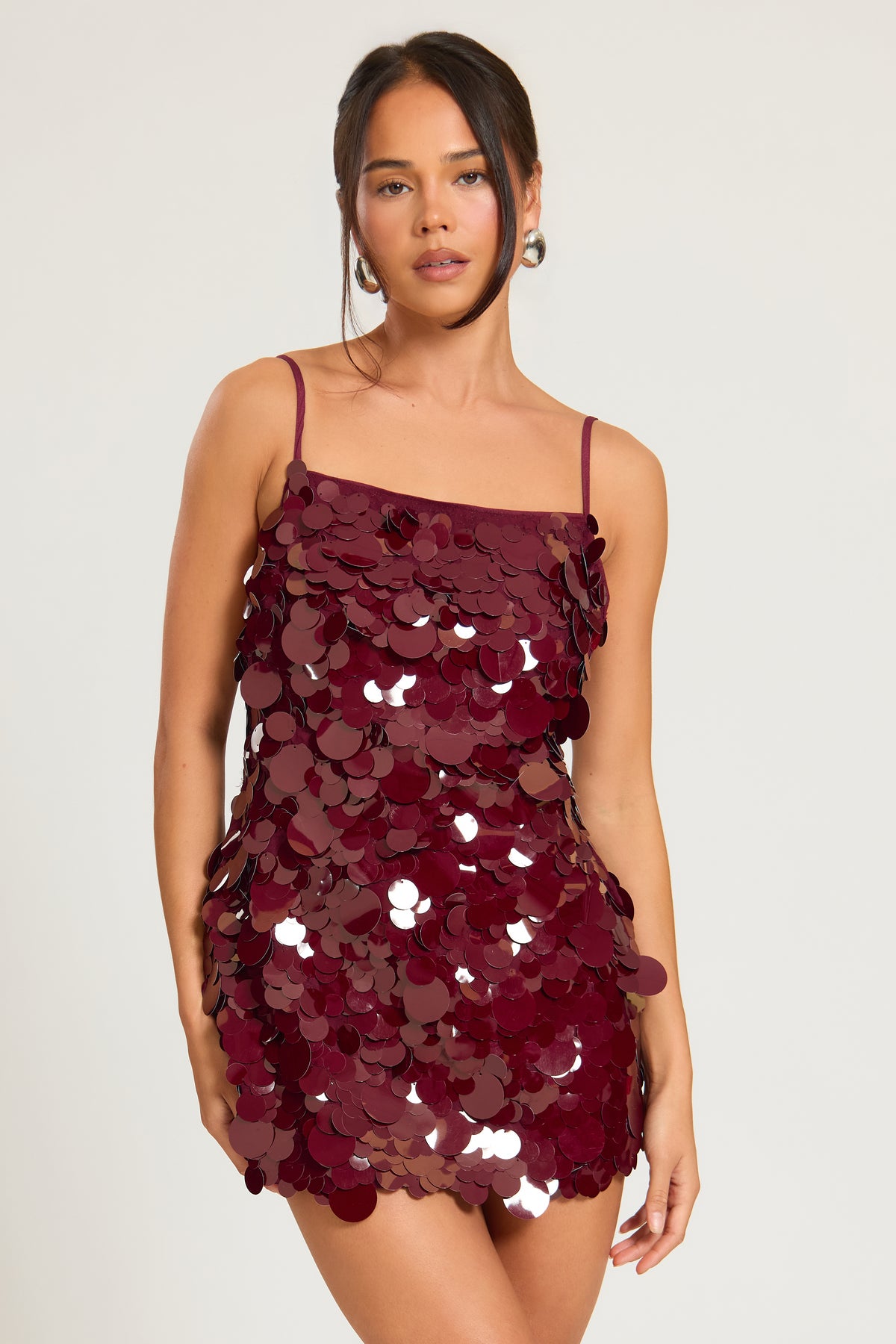 Sequin Burgundy Mini Dress