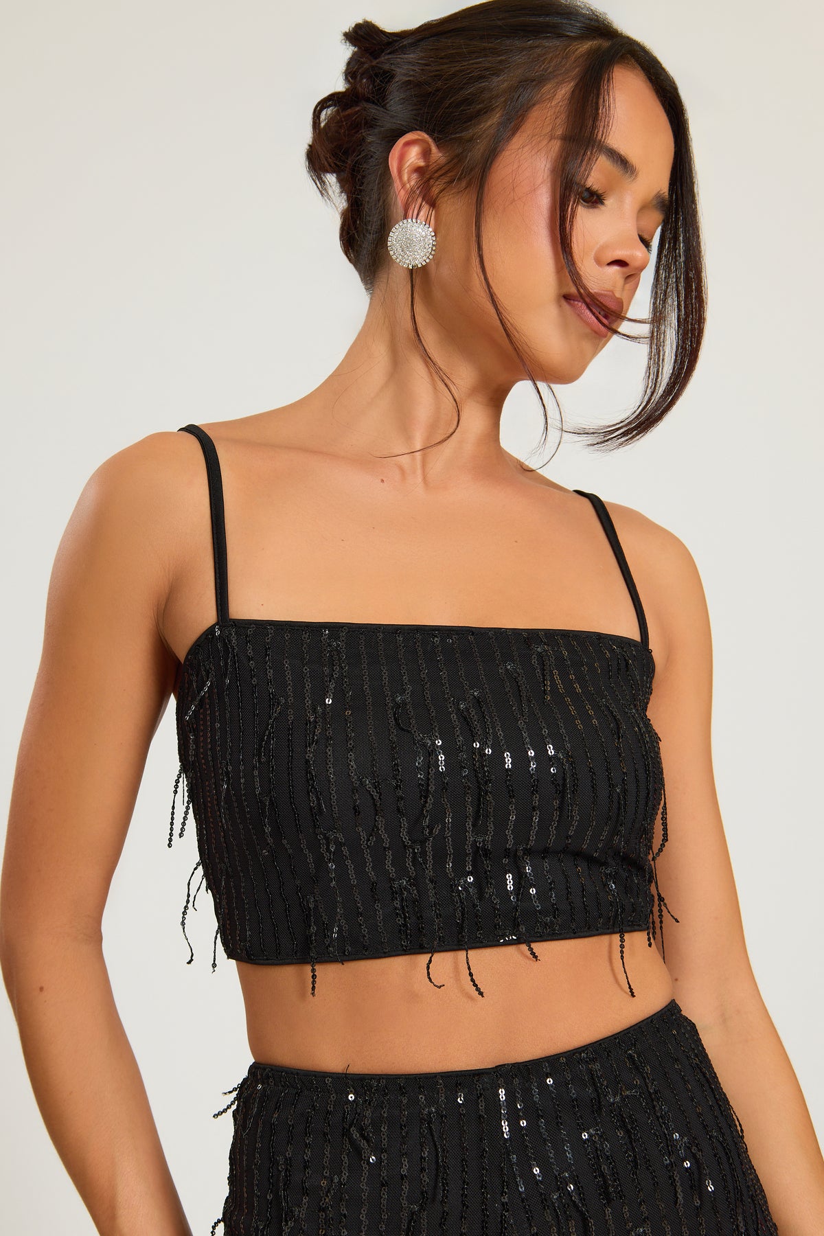 Black Sequin Tassel Bralet