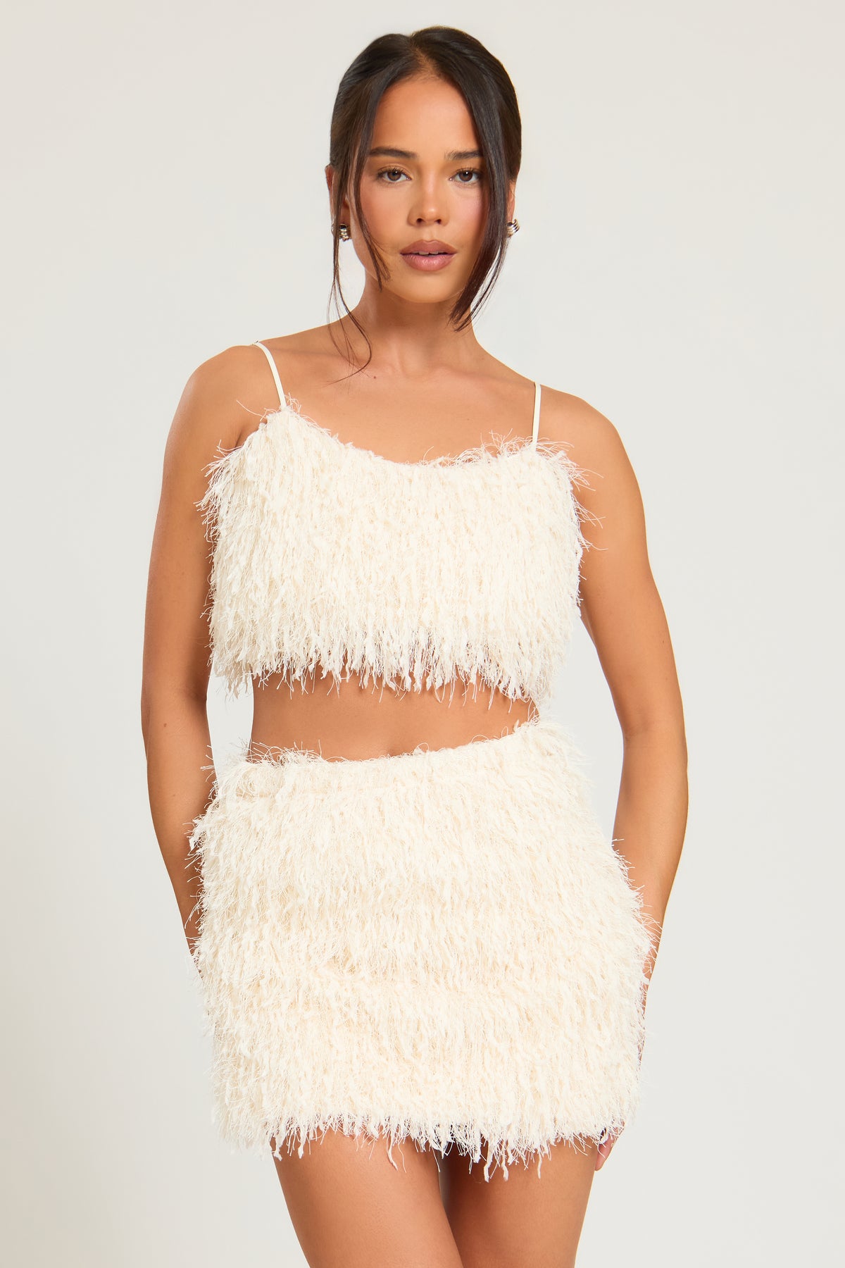 Faux Fur Shaggy Mini Skirt Co-ord
