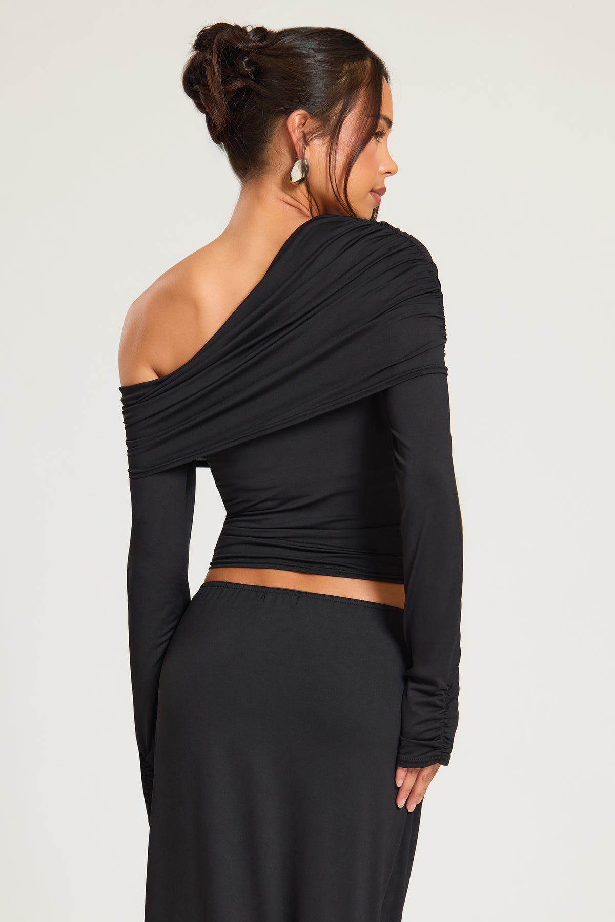 Cotton Touch Fold Over Asymmetric Top