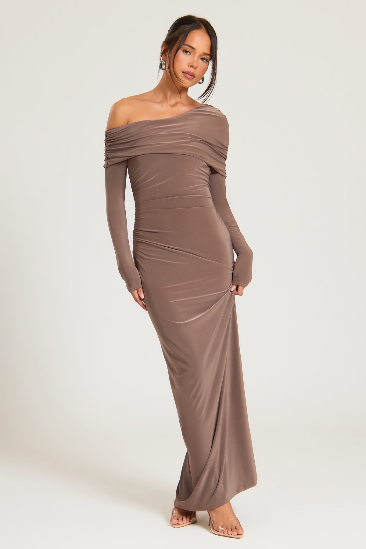 Double Layer Off The Shoulder Maxi Dress