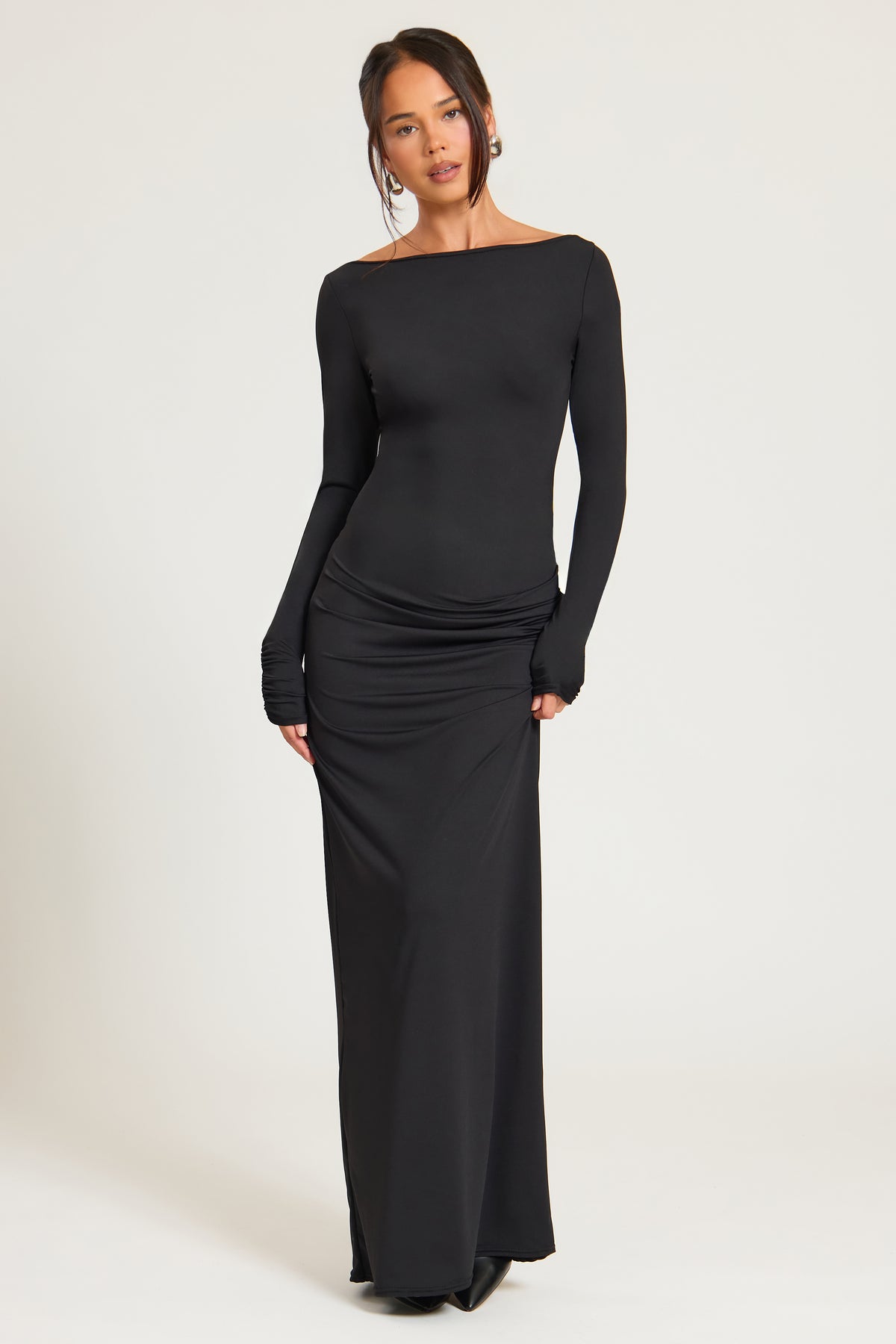Long Sleeve Cotton Touch Maxi Dress