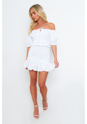 Amelia White Frill Mini Skirt