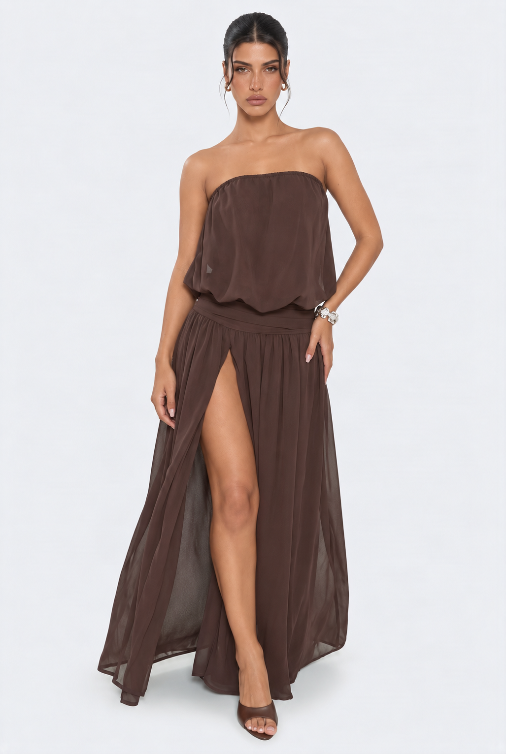 Chocolate Bandeau Maxi Dress
