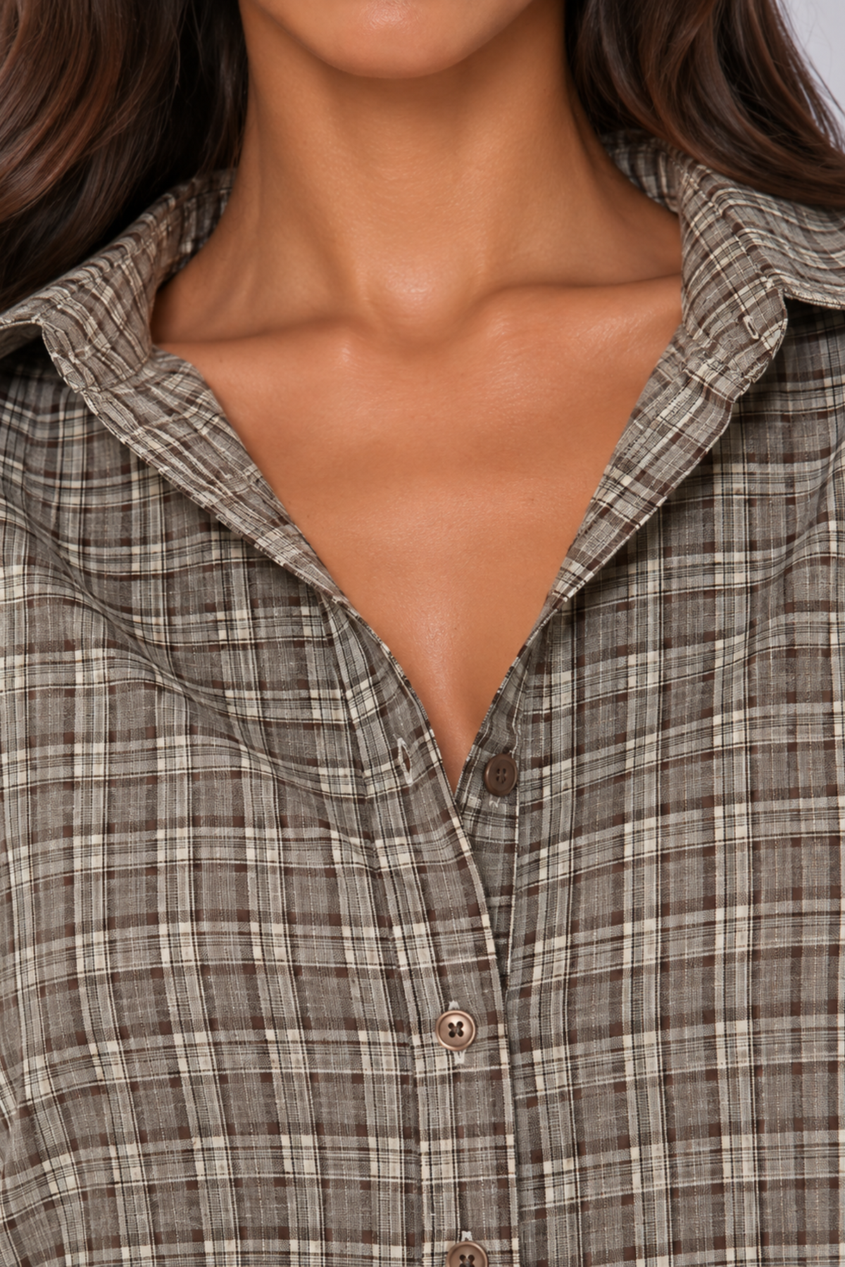 Oversized Brown Plaid Shirt