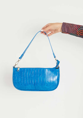 Roma Blue Croc Print Shoulder Bag