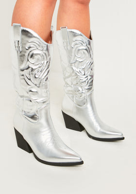 Carmella Silver Cowboy Boots