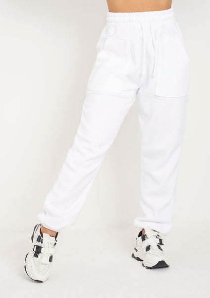 Romy White Pocket Front Oversized Joggers Missy Empire MISSYEMPIRE