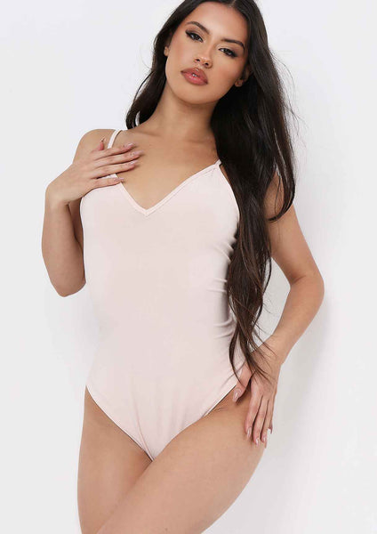 Sidra Baby Pink Smooth Plunge Strappy Bodysuit