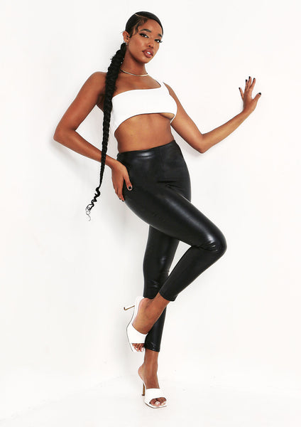 Black Matte Leather Look Leggings – Missy Online: Shoes, Fashion &  Accessories Based in Leeds