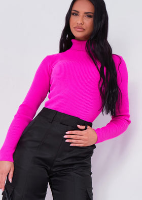 Cinzia Pink Roll Neck Knitted Jumper