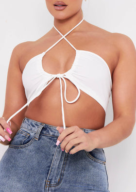 Bexli White Cross Strap Ruched Bralet