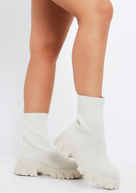 Cream sock ankle boots best sale