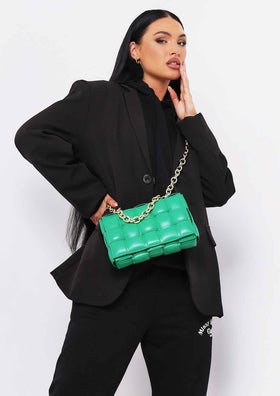 Pia Green Chain Woven Shoulder Bag