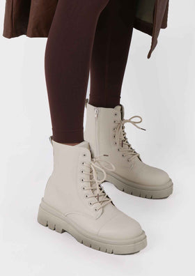 Gabriella Cream Lace Up Ankle Boots