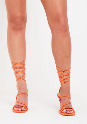 Julissa Orange Lace Up High Heeled Sandals