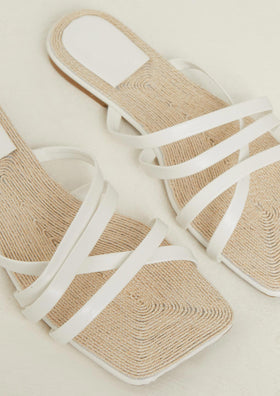 Kairi White Strappy Flat Sandals