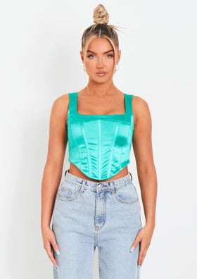 Maia Green Metallic Corset Top