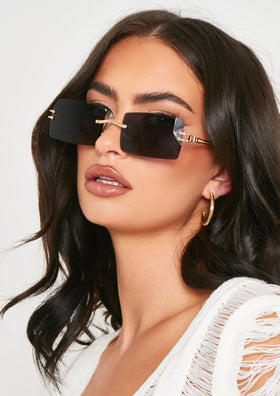 Gabriella Black Frameless Rectangle Sunglasses