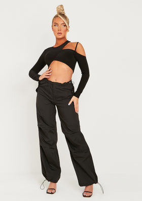 Samantha Black Parachute Cargo Pants