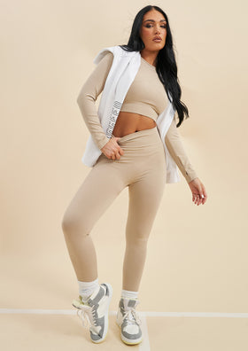 Monique Beige Long Sleeve Seamless Gym Co-Ord